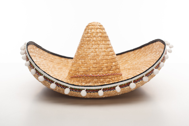 Mexikói szalma kalap fehér háttér - Fotó, kép