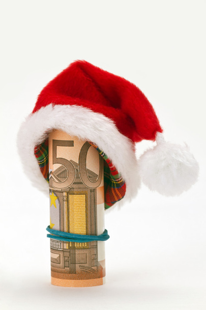 Weihnachtsmann mit Fünfzig-Euro-Schein - Foto, Bild