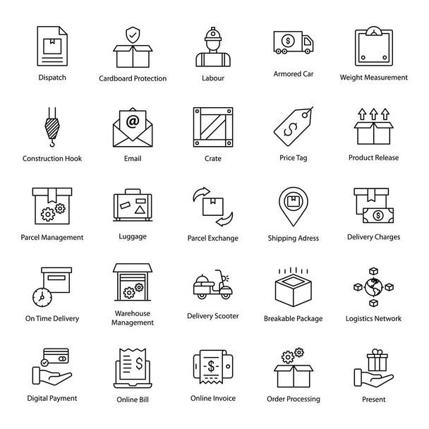 Logística Business Line Icons Pack
  - Vetor, Imagem