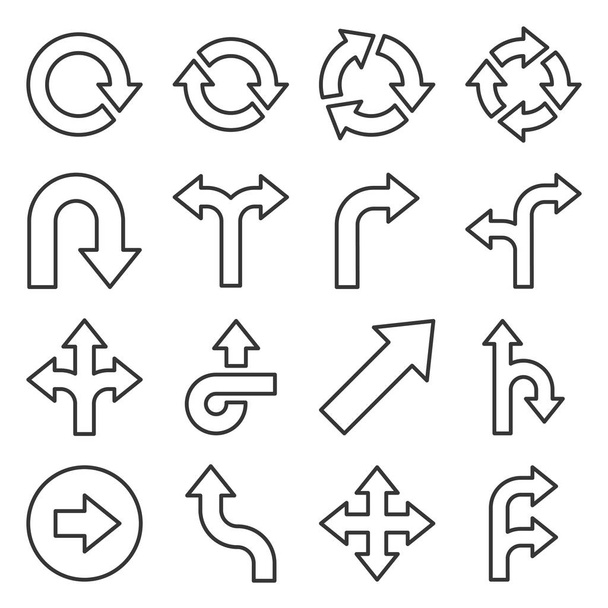 Arrows Icons Set on White Background. Line Style Vector - Vektor, kép