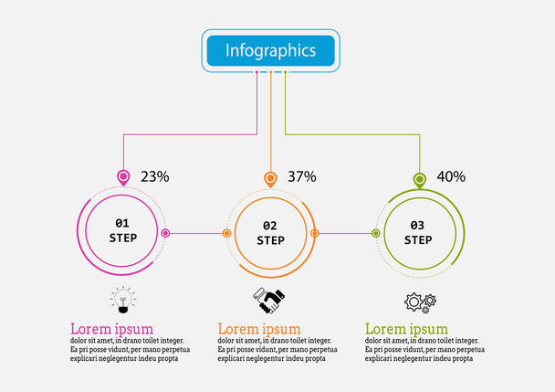 Infografinen vektorisuunnittelumalli havainnollistamista varten. Esittely liiketoiminta infographic malli 3 vaihtoehtoa
. - Vektori, kuva