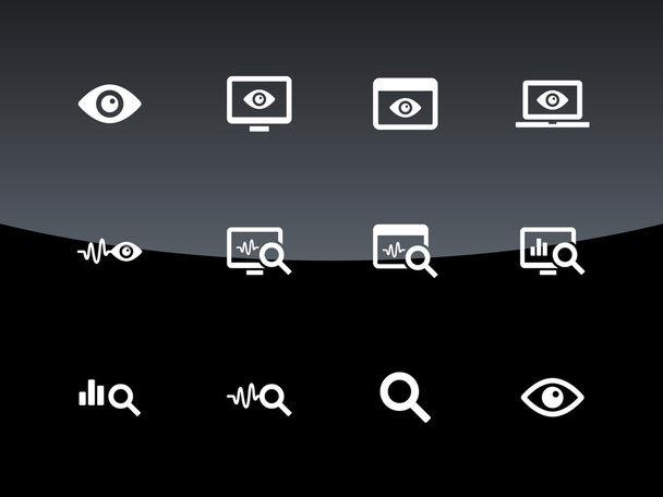 Monitoring icons on black background. - Вектор,изображение