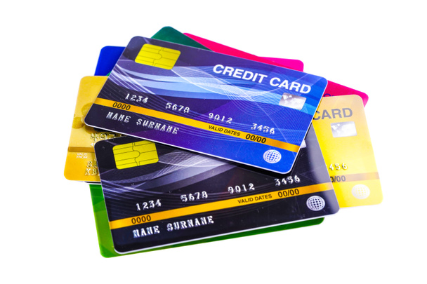 Credit card on white background : Financial development, Accounting, Statistics, Investment Analytic research data economy office Business company banking concept. - Photo, Image