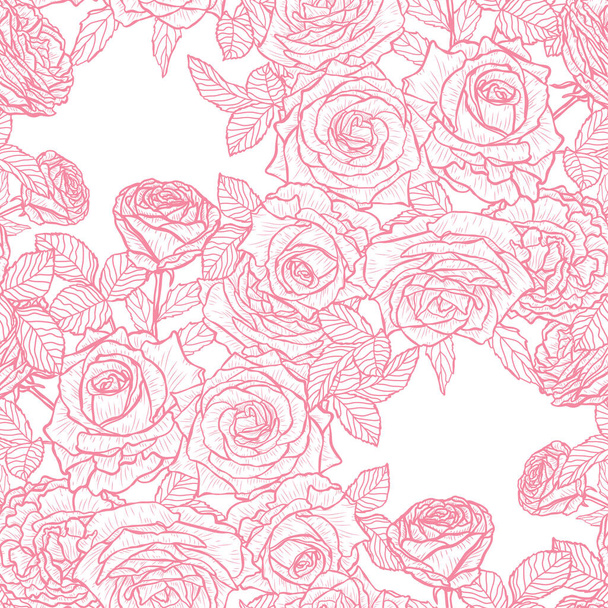 Elegant seamless pattern with roseflowers, design elements. Floral  pattern for invitations, cards, print, gift wrap, manufacturing, textile, fabric, wallpapers - Vektör, Görsel