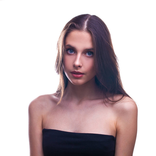 Make up beauty. Portrait of a young beautiful girl isolated on white background - Valokuva, kuva
