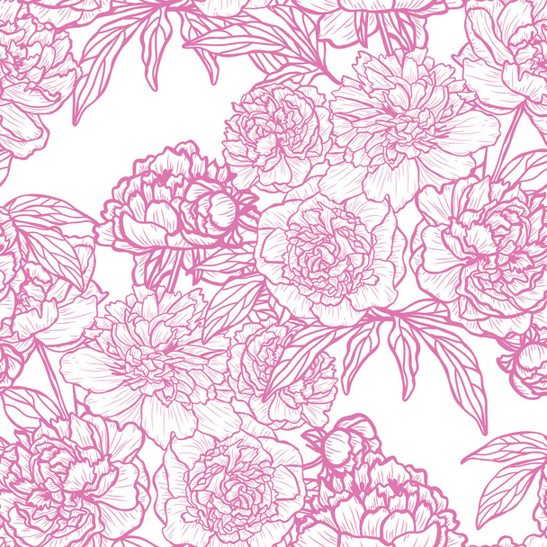 Elegant seamless pattern with peony flowers, design elements. Floral  pattern for invitations, cards, print, gift wrap, manufacturing, textile, fabric, wallpapers - Διάνυσμα, εικόνα
