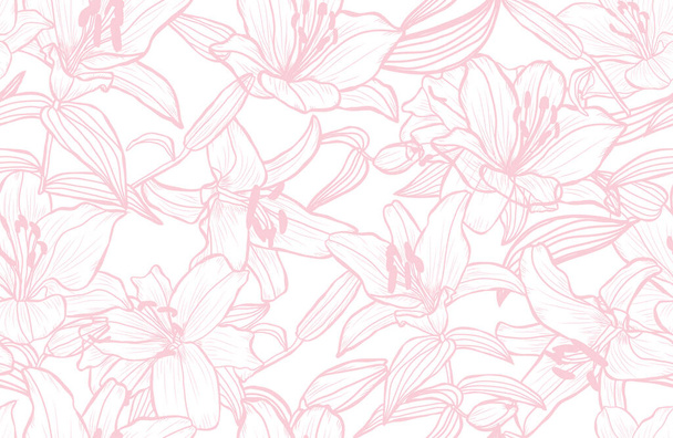 Elegant seamless pattern with lily flowers, design elements. Floral  pattern for invitations, cards, print, gift wrap, manufacturing, textile, fabric, wallpapers - Διάνυσμα, εικόνα