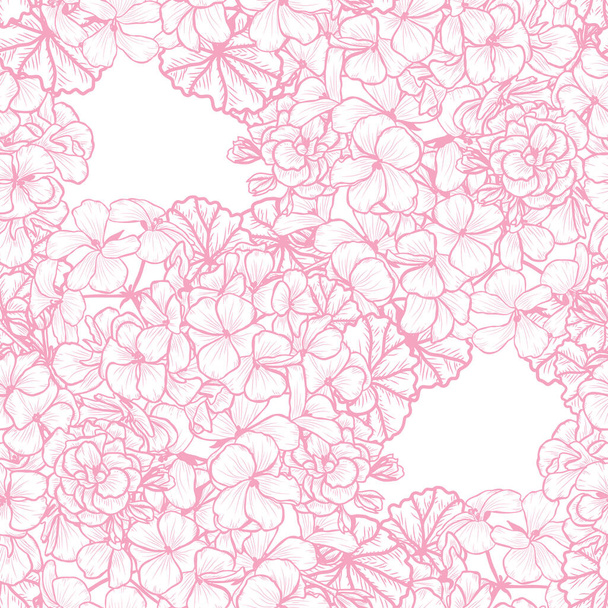 Elegant seamless pattern with geranium flowers, design elements. Floral  pattern for invitations, cards, print, gift wrap, manufacturing, textile, fabric, wallpapers - Διάνυσμα, εικόνα