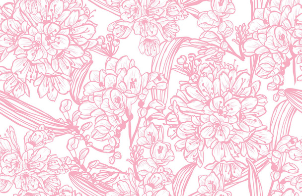 Elegant seamless pattern with clivia flowers, design elements. Floral  pattern for invitations, cards, print, gift wrap, manufacturing, textile, fabric, wallpapers - Vektori, kuva