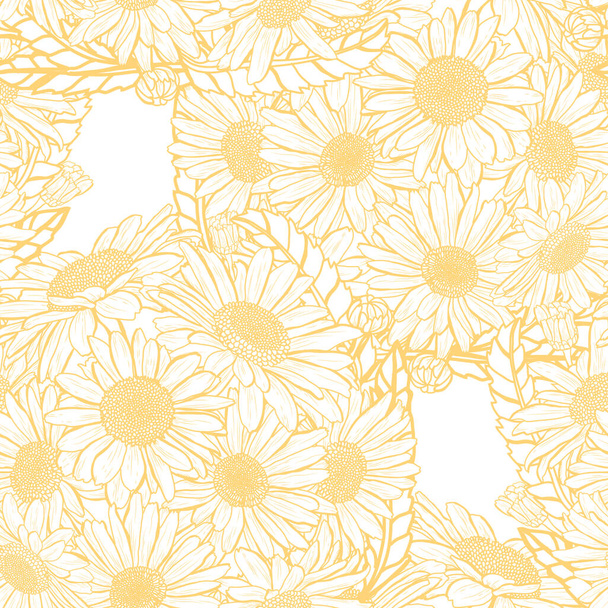 Elegant seamless pattern with chamomile flowers, design elements. Floral  pattern for invitations, cards, print, gift wrap, manufacturing, textile, fabric, wallpapers - ベクター画像