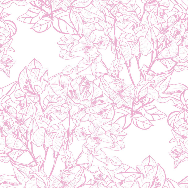Elegant seamless pattern with bougainvillea flowers, design elements. Floral  pattern for invitations, cards, print, gift wrap, manufacturing, textile, fabric, wallpapers - Vecteur, image