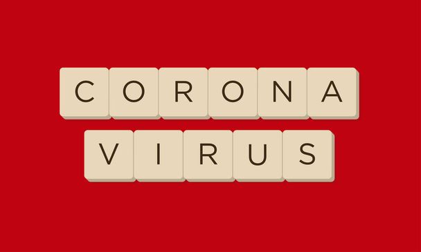 Ilustración del Coronavirus en letras scrabble. MERS-Cov (Middle East Respiratory Coronavirus Syndrome), New Corona Virus (2019-nKoV). Fondo rojo
. - Vector, Imagen