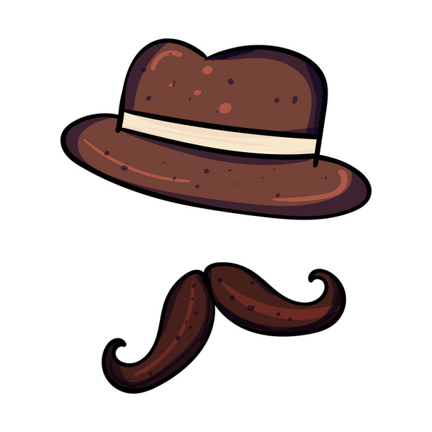 Chapeau et moustache. Illustration rétro des années 20, mode masculine
 - Vecteur, image