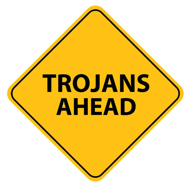 Trojaner voraus Zeichen auf weißem Hintergrund - Vektor, Bild
