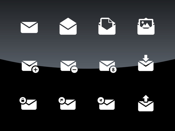 Email icons on black background. - Vettoriali, immagini