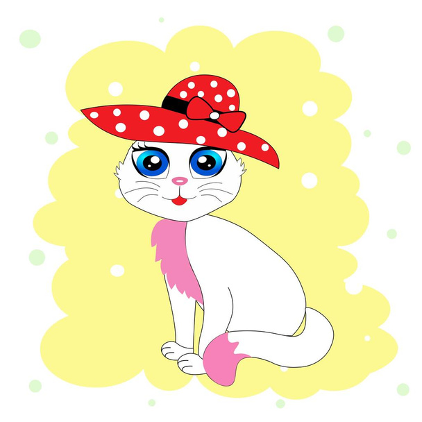 cute cat illustration poster nursery decor - Photo, Image