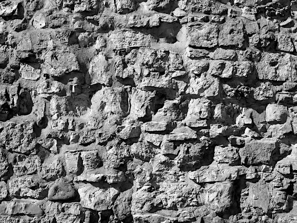 Stěna z kamenného zdiva textura, pozadí v černé a bílé - Fotografie, Obrázek