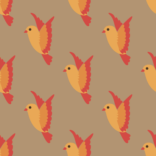 Flying little bird seamless bright pattern background - Vector, Image
