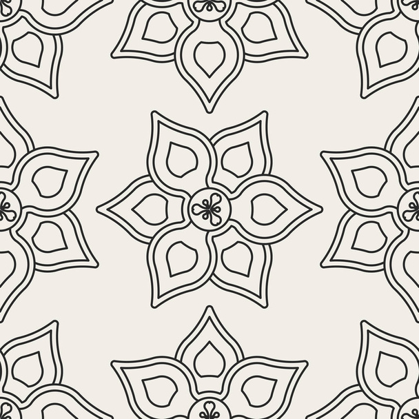 Decorative geometrical floral seamless pattern.  Vector background with flowers.  - Vector, Imagen