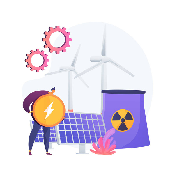 Réacteur atomique, moulin à vent et batterie solaire, métaphore du concept de vecteur de production d'énergie
. - Vecteur, image