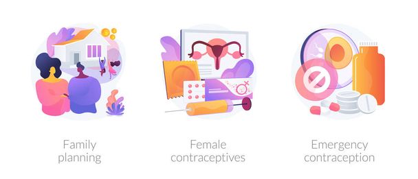 Family planning and birth control vector concept metaphors. - Vektor, obrázek