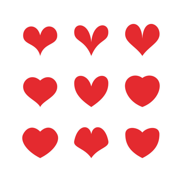 Vector red hearts icons set. - Vector, Image