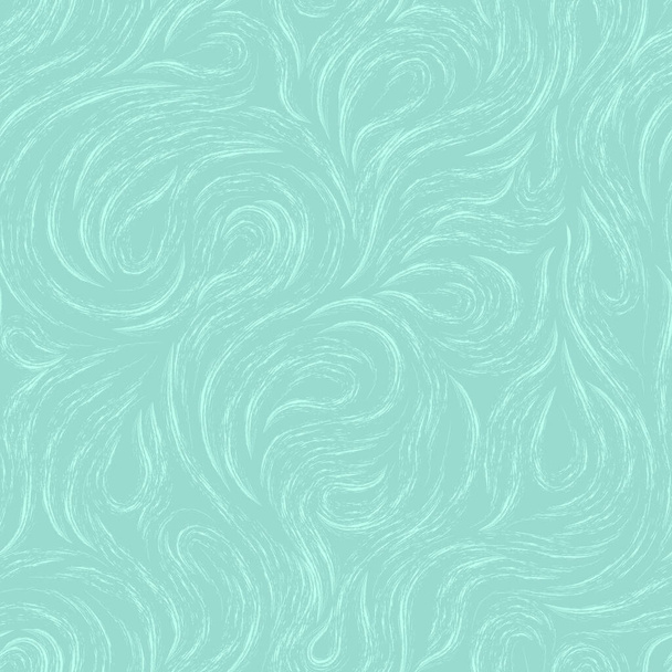 Vektorová mořská hladká textura pro zdobení tkanin nebo papíru z řezaných linií, rotující ve formě smyček a spirál na tyrkysovém pozadí - Vektor, obrázek