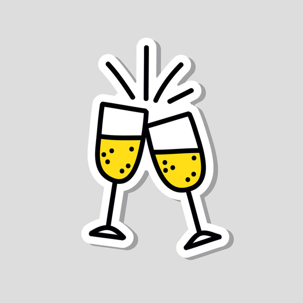 copos de champanhe doodle ícone, ilustração de cor vetorial
 - Vetor, Imagem