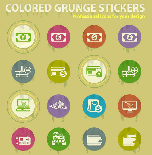 Разноцветные иконки для электронной коммерции с клей для пота для дизайна веб и мобильных приложений
 - Вектор,изображение