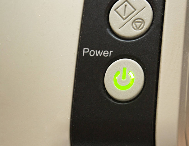 close-up Aansluitknop, Power Button-symbool. - Foto, afbeelding