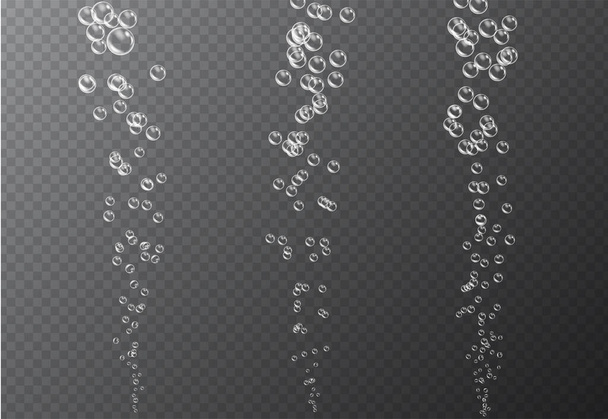 Набір бульбашок під водою ізольовано на прозорому фоні. Реалістичний ефект содової, гарячий напій для вашого дизайну
 - Вектор, зображення