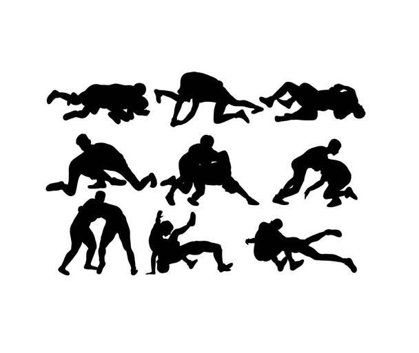 Wrestling Sport Activity Silhouettes, art vector design - Vector, Image