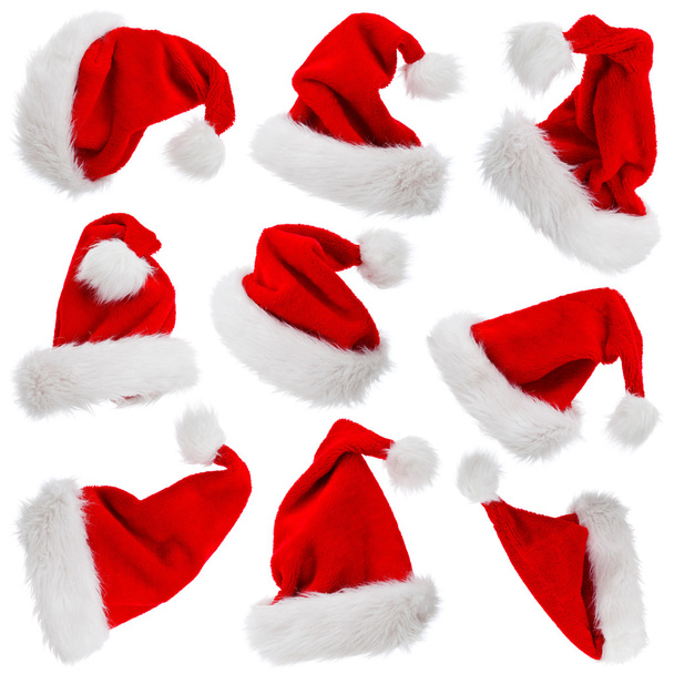 Санта-Клауса капелюхи ізольовані на білому - Фото, зображення