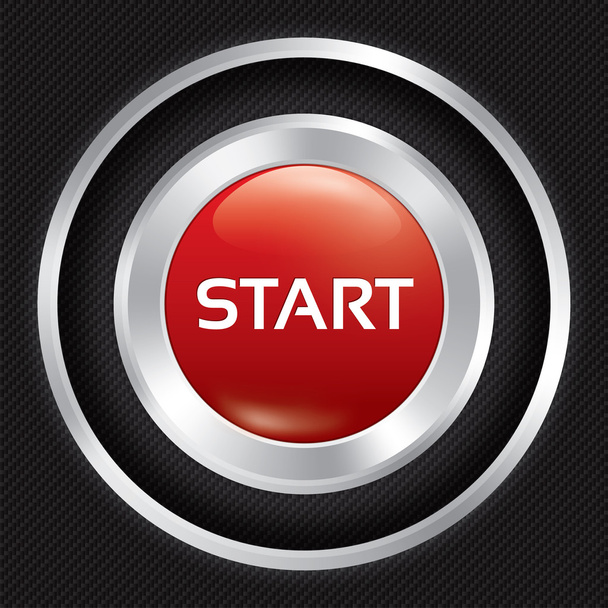 Start button on Carbon fiber background. - Vector, Image