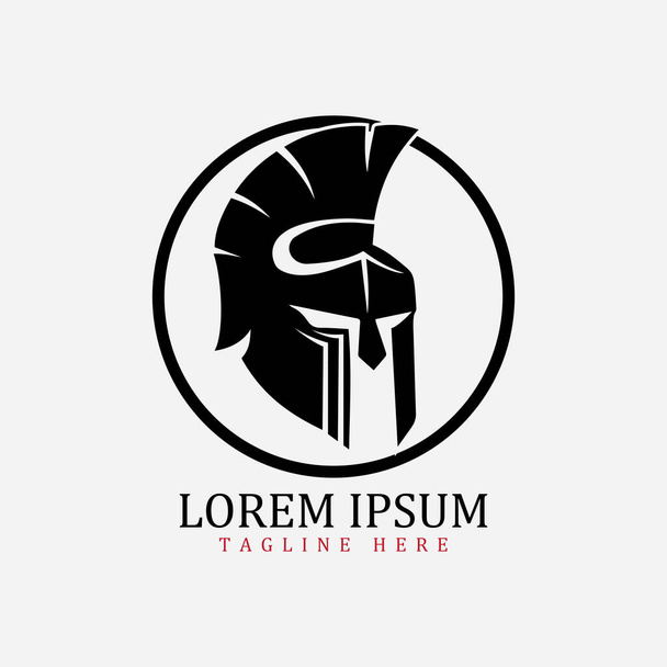 Gladiatorenmaske, spartanische Helm-Logo-Vorlage Vektor-Icon-Design - Vektor, Bild