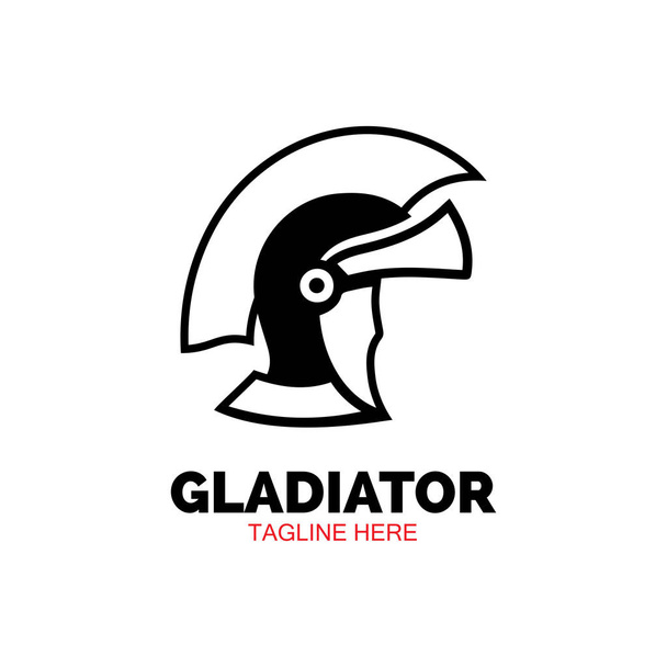 Máscara de gladiador, diseño de icono de vector de plantilla de logotipo de casco espartano
 - Vector, Imagen