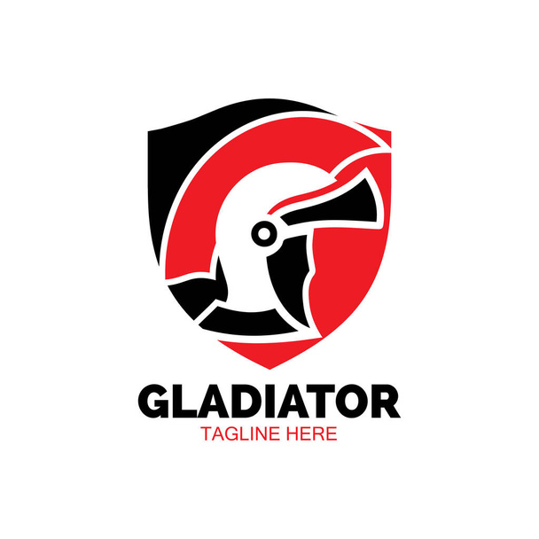 Gladiátor maszk, spártai sisak logó sablon vektor ikon design - Vektor, kép