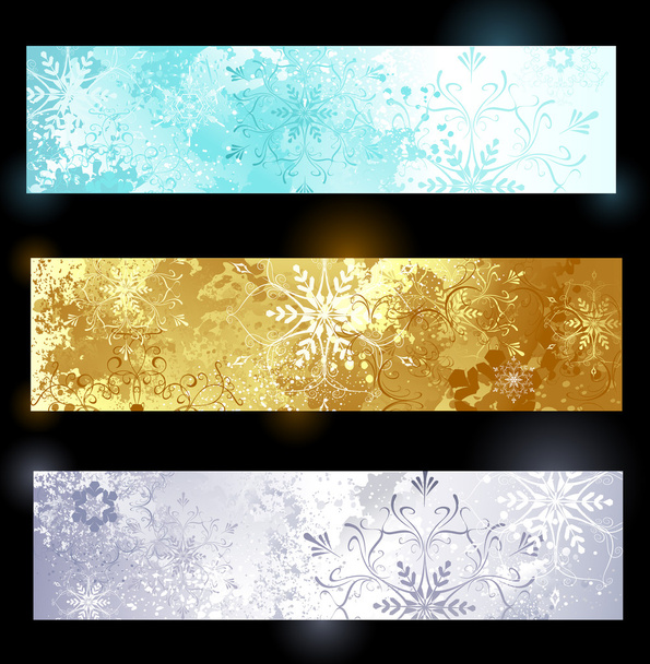 Grunge banner with snowflake - Vector, afbeelding