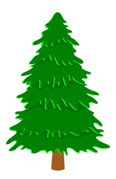 Vector green coniferous tree. Game UI flat. Stylized spruce for logo design, decorating clothes, build 2D games or postcards. Isolated stock illustration on white background. - Vetor, Imagem