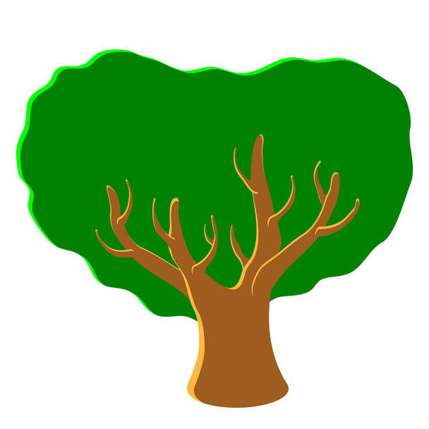 Vektori vihreä puu keväällä ja kesällä. Peli UI tasainen. Tyylikäs piirustus logo suunnittelu, koristelu vaatteita, rakentaa 2D pelejä tai postikortteja. Yksittäisen varaston kuva valkoisella pohjalla
. - Vektori, kuva