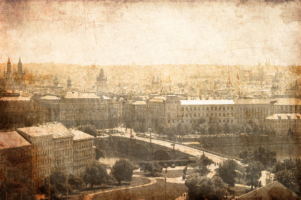 Praha panoramatická. Foto ve starém stylu obrázku. - Fotografie, Obrázek
