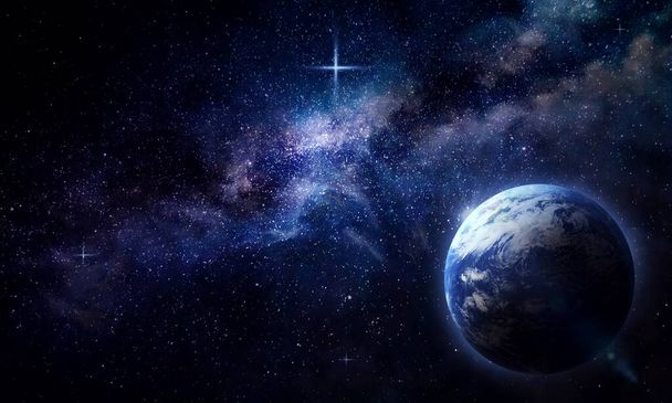 абстрактна космічна ілюстрація, 3d зображення, планета Земля в сяйві зоряної туманності
 - Фото, зображення