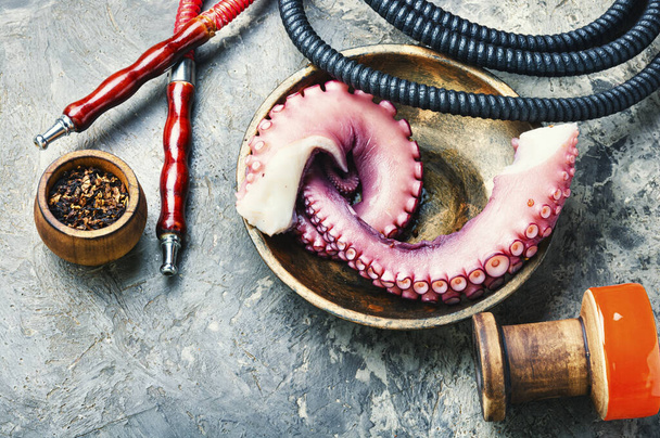 Oriental smoking shisha.Asian hookah tobacco.Octopus hookah tobacco. - Photo, Image
