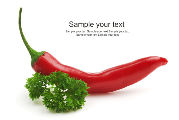Red hot chili pepper and parsley - Foto, afbeelding