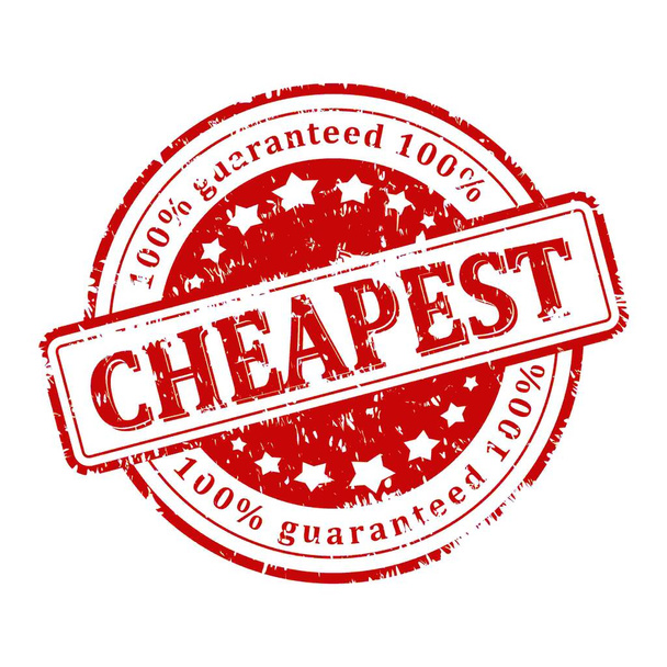Царапанная круглая марка со словами - Самая дешевая 100% гарантия
 - Вектор,изображение