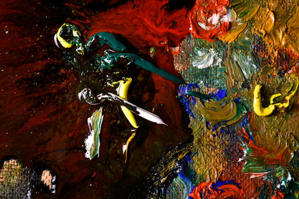 Immagine di sfondo della tavolozza di colori ad olio. Primo piano - Foto, immagini