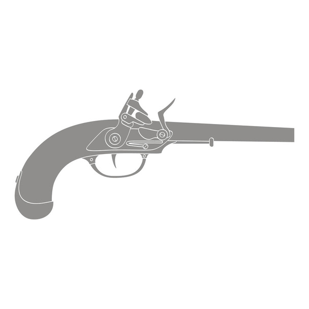 Vector icono monocromo con pistola antigua
 - Vector, imagen