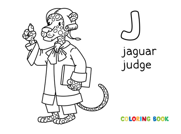 Jaguar rechter ABC kleurboek alfabet J - Vector, afbeelding