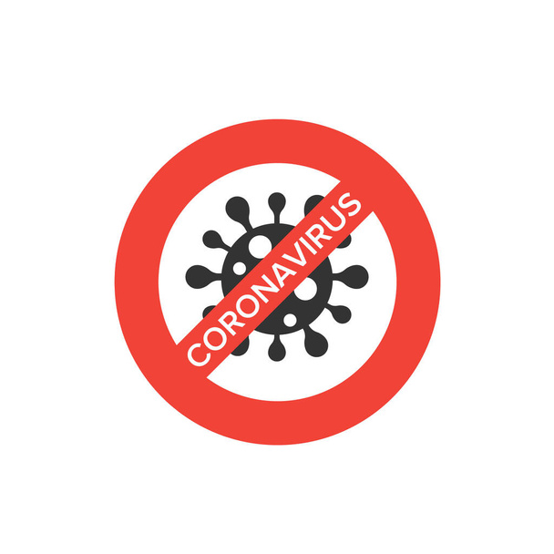 Подпишите предупреждение коронавирусу. Остановите коронавирус. Вспышка коронавируса. Опасность коронавируса, риск заболевания и вспышки гриппа. Пандемическое медицинское понятие с опасными клетками. - Вектор,изображение
