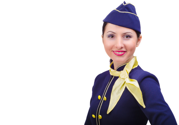 Beautiful smiling stewardess in uniform - Фото, зображення